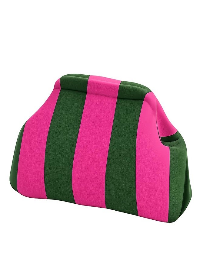 كون حقيبة يد نسائية من Kawn® بتصميم كروشيه مخطط | حقيبة كتف منسوجة يدوياً | حقيبة يد أنيقة بتصميم مميز وقفل كبس، مناسبة للاستخدام اليومي والنزهات - Image 1